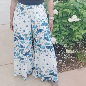 Jaase Size L Floral/Bird Print Palazzo Pants